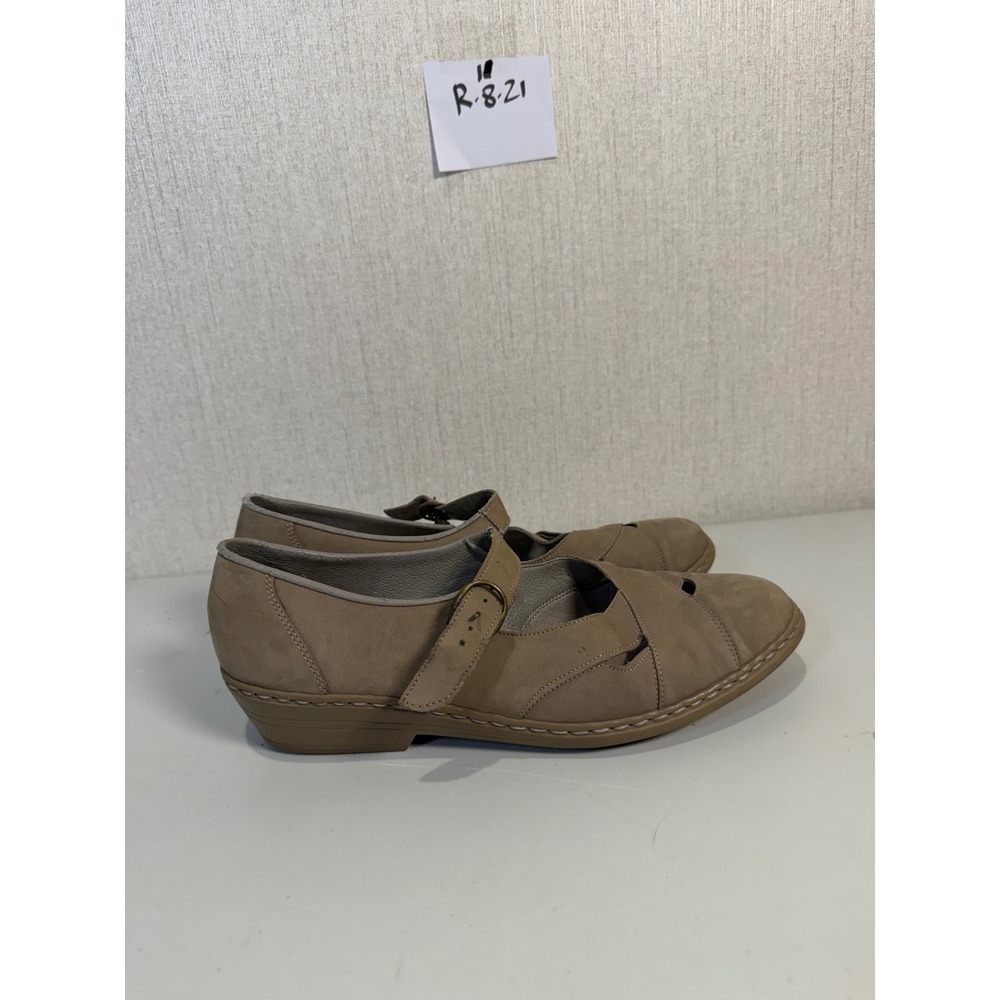 Rieker Antistress Womens Taupe Leather Mary Jane Cut Out Buckle Shoes 7.5 66244